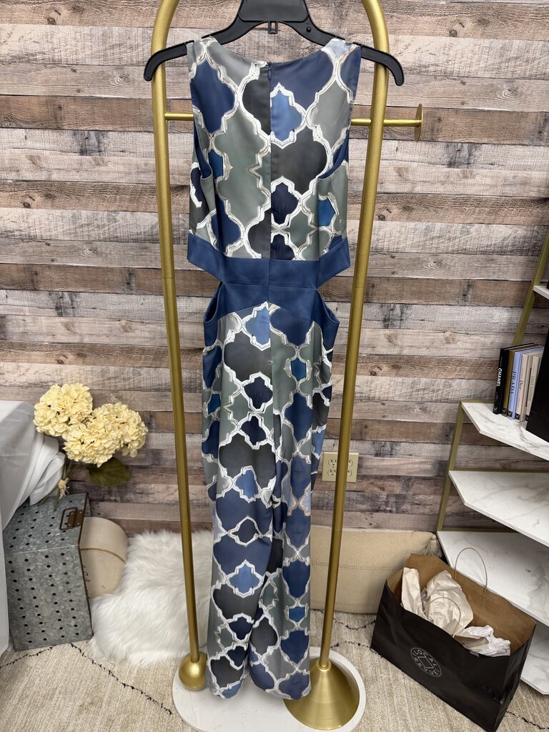 Soul Of Mu Blue/Green Geometric Print Dress