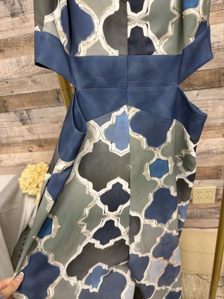 Soul Of Mu Blue/Green Geometric Print Dress