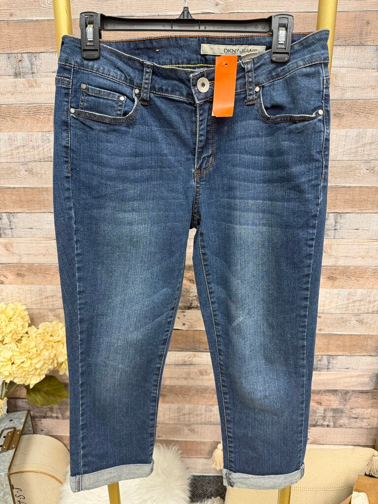 DKNY Mid-Rise Skinny Crop Navy Capri Jeans