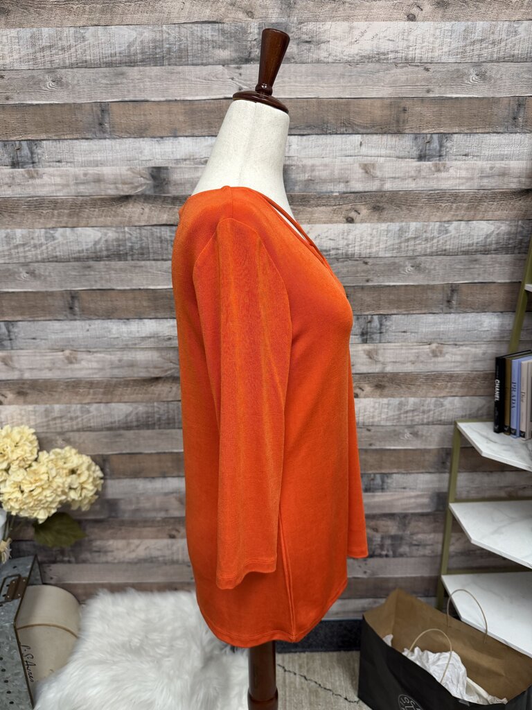 NWT Talbots Orange Knit V-Neck Top