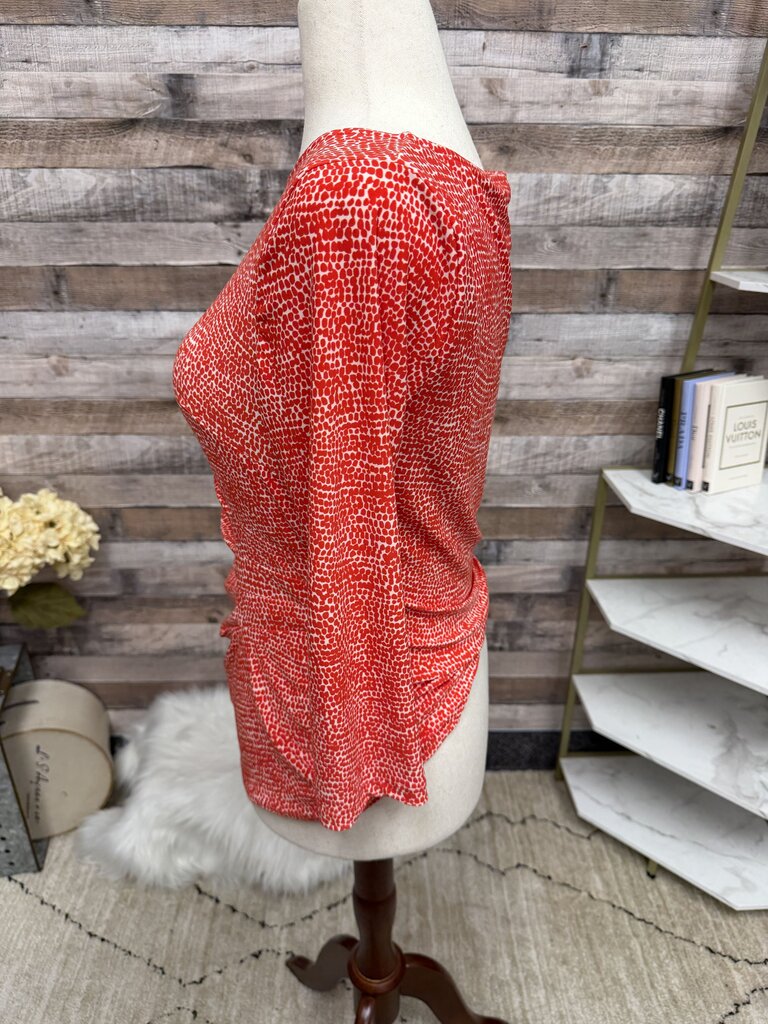 Anne Klein Red And White Animal Print Knit Top