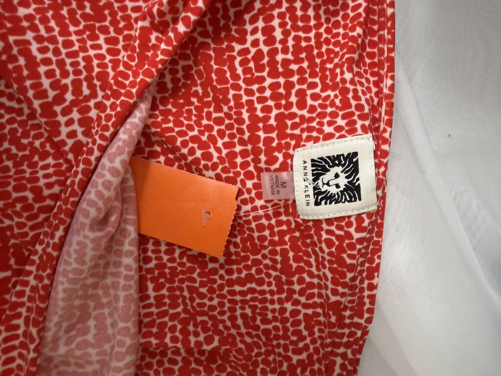 Anne Klein Red And White Animal Print Knit Top