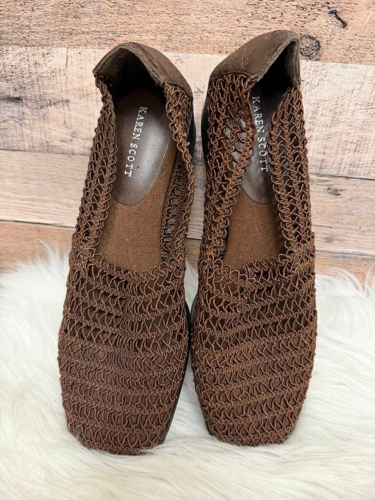 Karen Scott Brown Woven Textile Ballet Flats