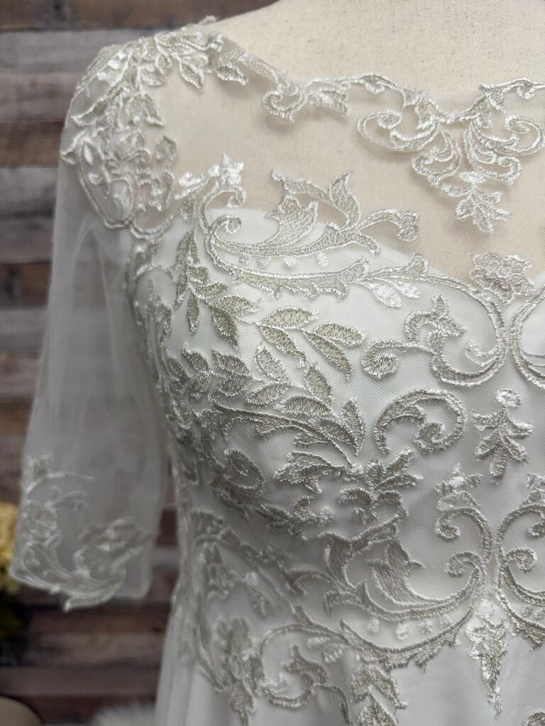 Stacees White Chiffon and Lace Wedding/ Special Occasion Dress