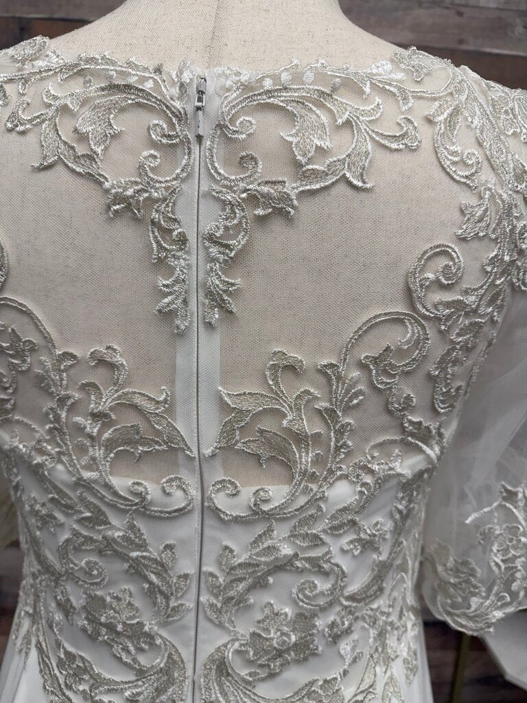 Stacees White Chiffon and Lace Wedding/ Special Occasion Dress