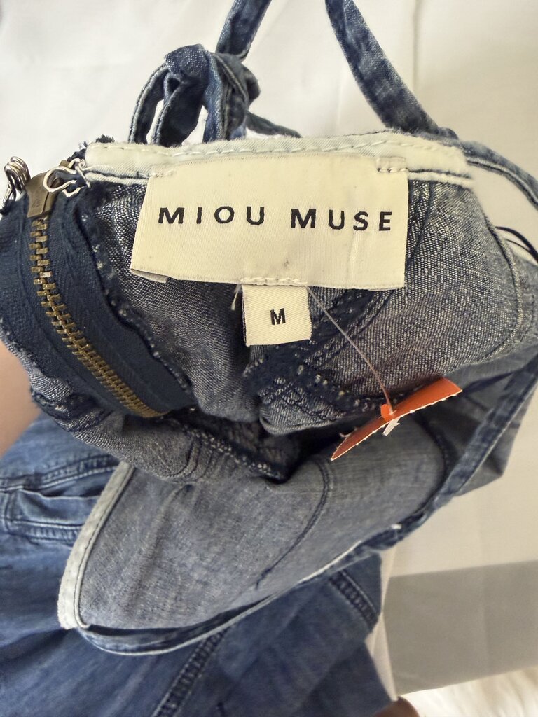 Miou Muse Blue Denim Wide Leg Jumpsuit
