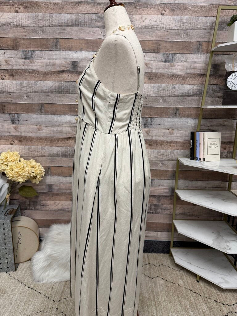 Evereve Cream/Black Stripes Maxi Sundress