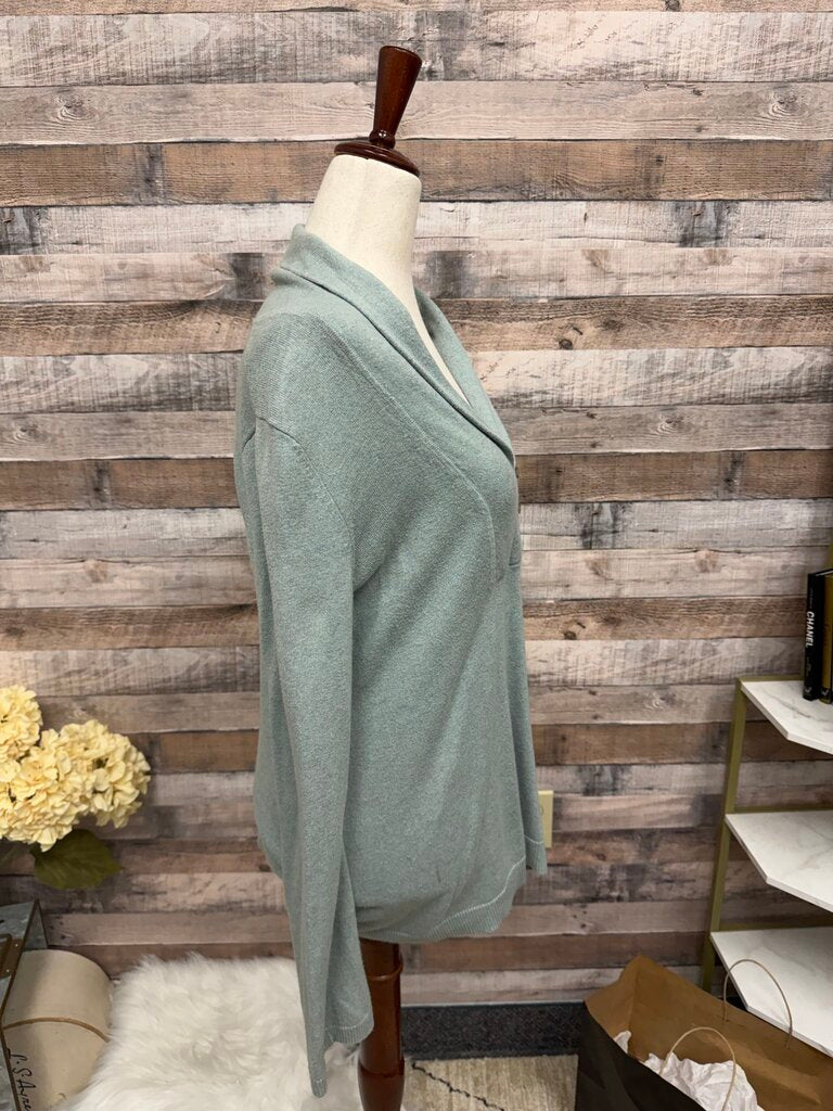 Eddie Bauer Green Long Sleeve V-Neck Sweater