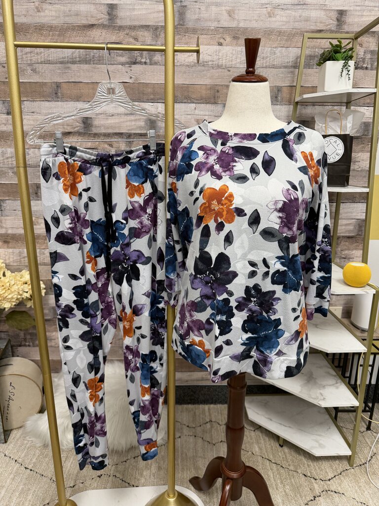 Simply Vera Wang Floral Print Set With Sweatshirt and Joggers