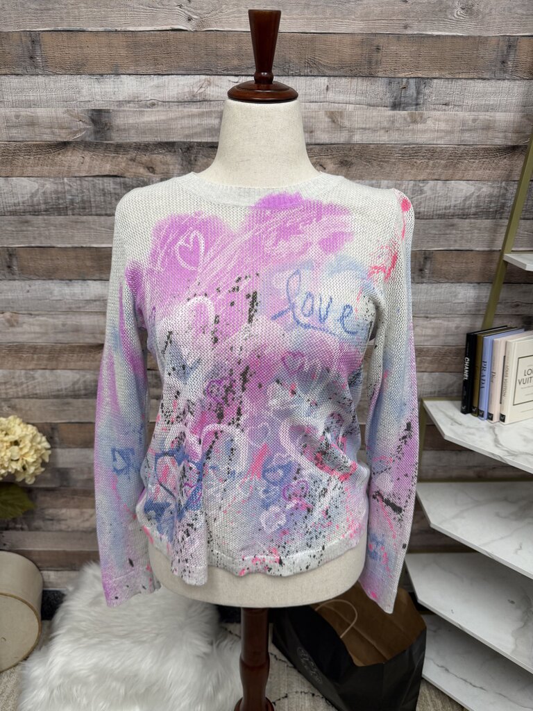 Lisa Todd Abstract Floral Print Knit Sweater