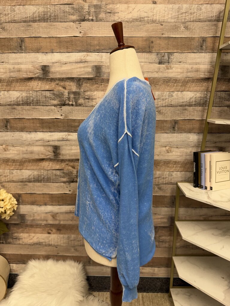 Tribal Jeans Blue V-Neck Pullover Sweater