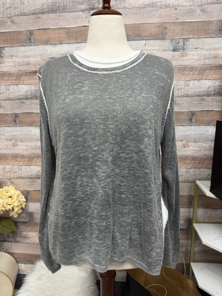 Olivaceous Grey Knit Long Sleeve Sweater
