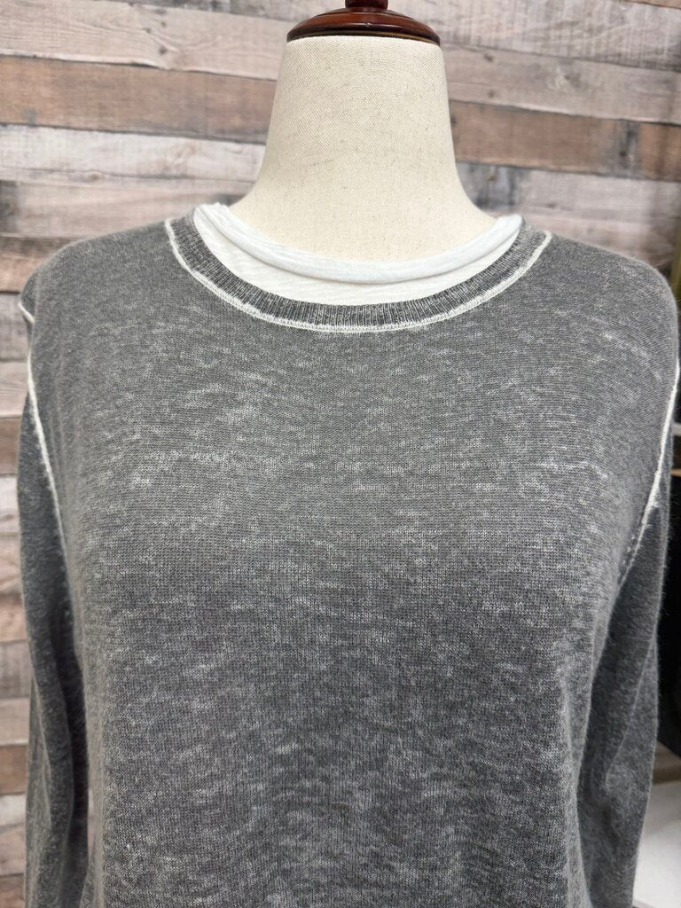 Olivaceous Grey Knit Long Sleeve Sweater