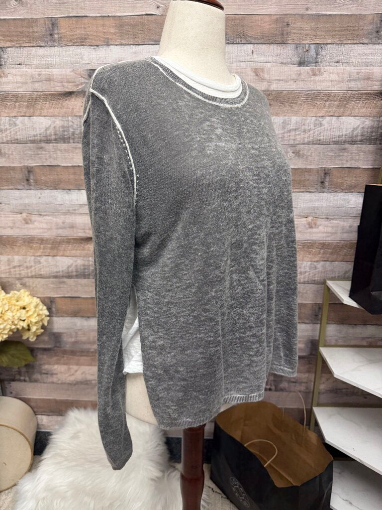 Olivaceous Grey Knit Long Sleeve Sweater