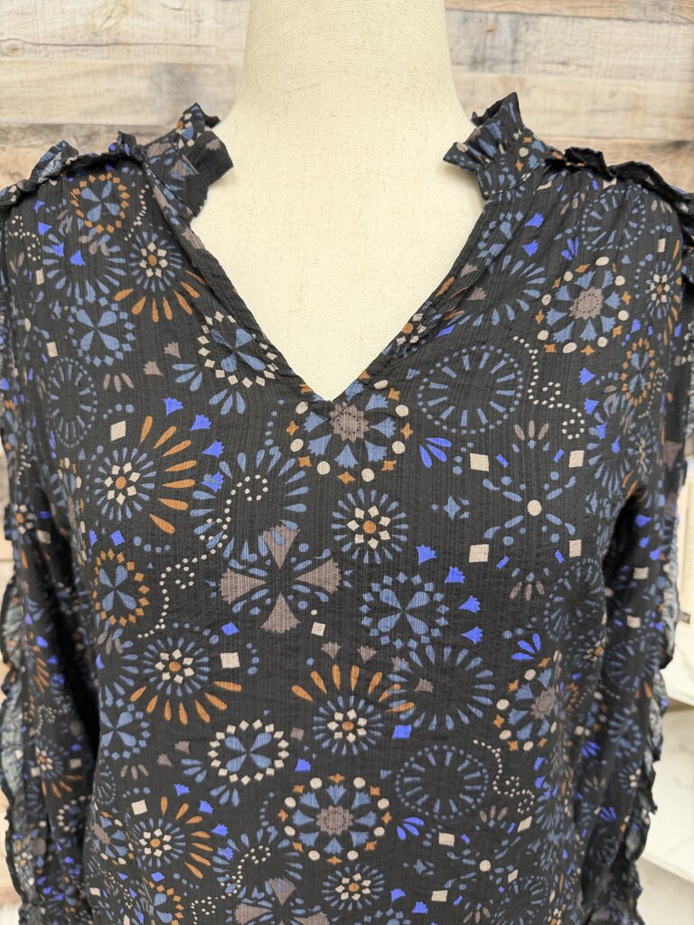 Evereve Multi Color Floral Ruffle Detail Blouse