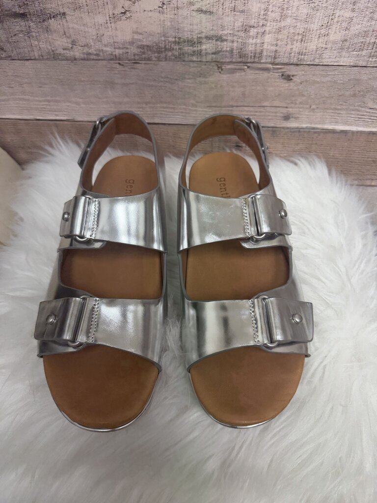 Gentle Souls Metallic Silver And Brown Sandals
