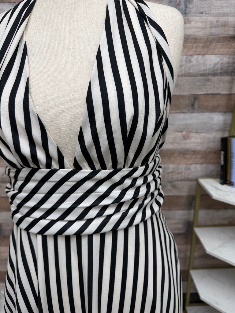 Commense Black/White Striped Maxi Dress