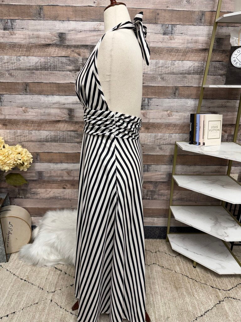 Commense Black/White Striped Maxi Dress