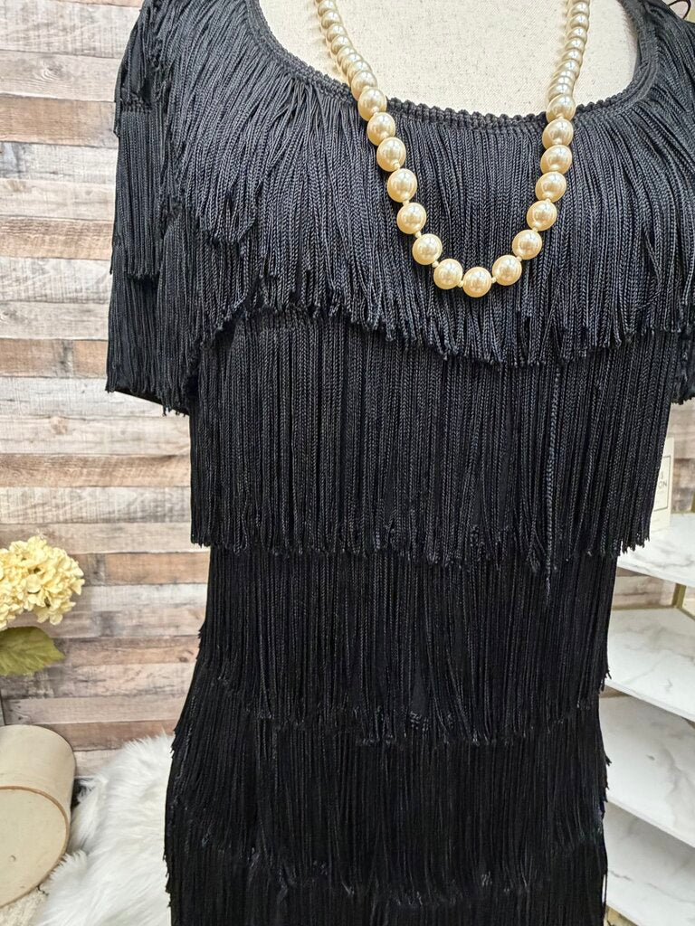 Roberta Vintage Black Fringe Party Dress