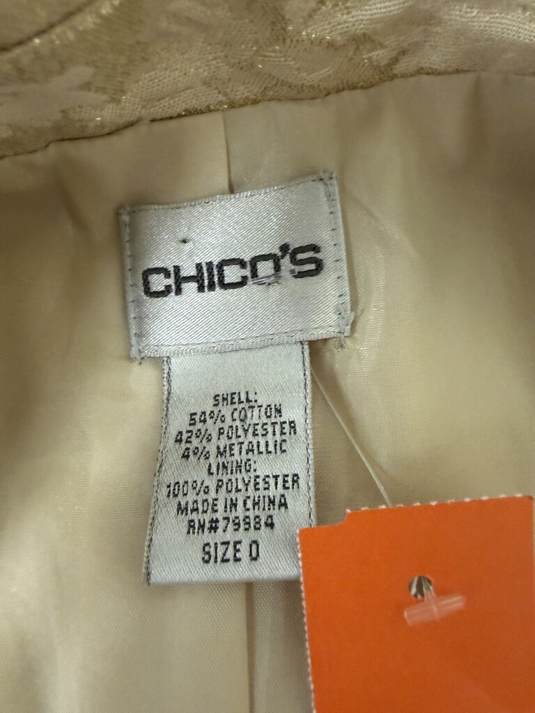 Chico's Metallic Gold Jacquard Pattern Blazer