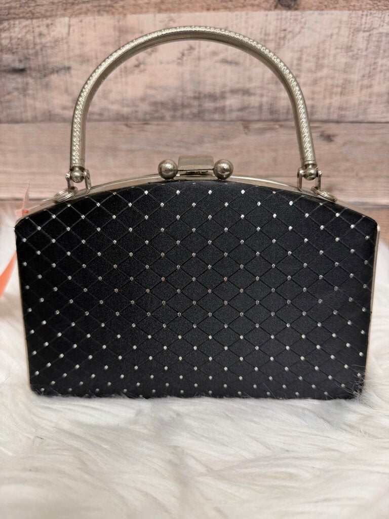 Black Purse With Rhinestones and Kiss-Lock Closure