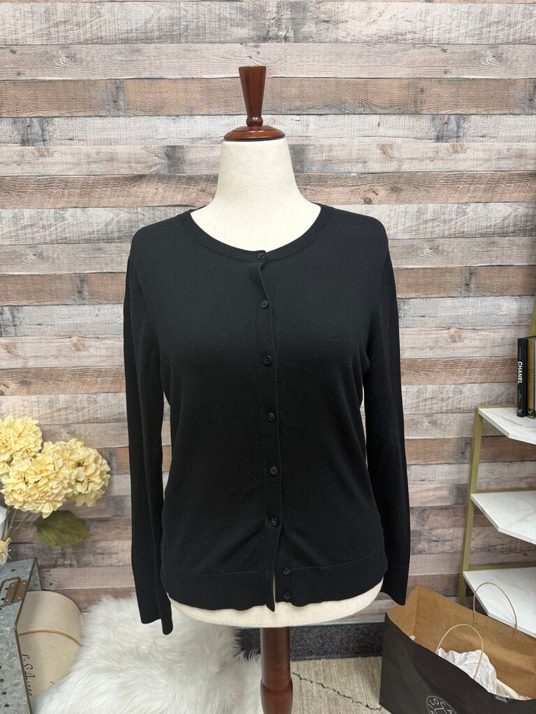 LOFT Black Long Sleeve Button Front Cardigan