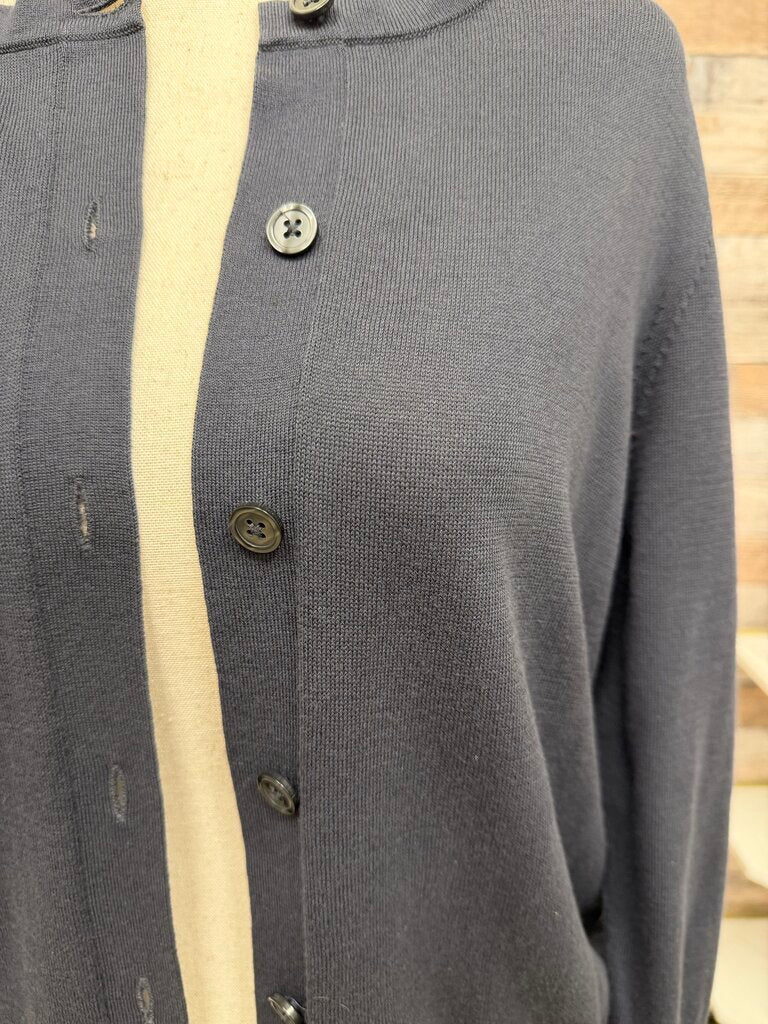 LOFT Navy Long Sleeve Button Front Cardigan