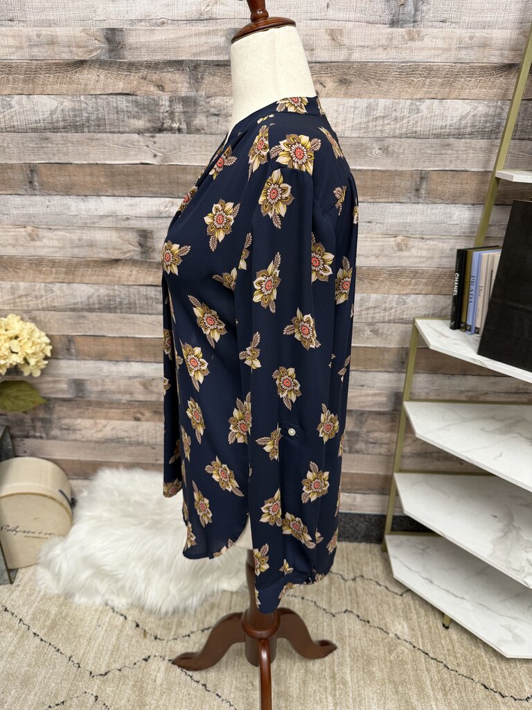 Loft Navy Blouse With Floral Pattern Loft Navy N/A women BLOUSES