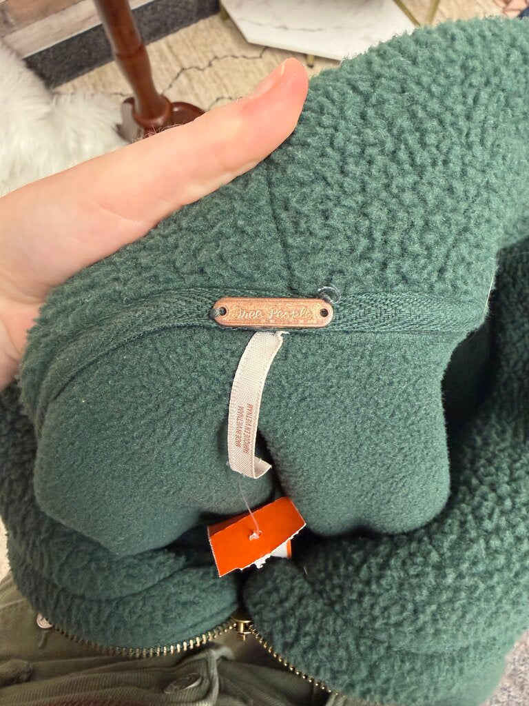 Free People Green Fleece Pullover Quarter-Zip