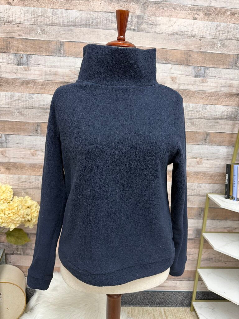 Dudley Stephens Navy Fleece Turtleneck Pullover Sweater