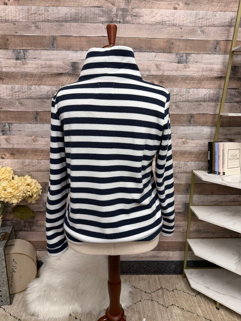 Dudley Stephens Navy & White Striped Fleece Turtleneck Pullover