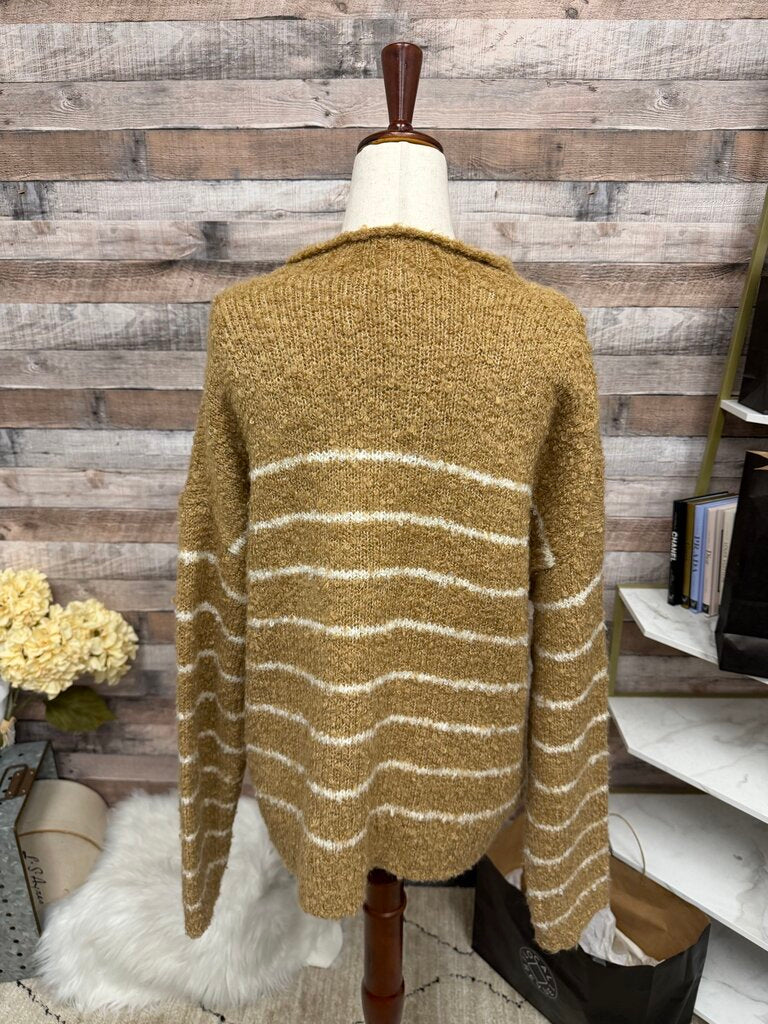 J.Crew Brown/White Crewneck Knit Sweater
