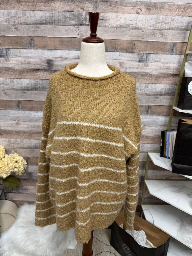 J.Crew Brown/White Crewneck Knit Sweater