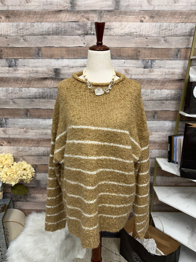 J.Crew Brown/White Crewneck Knit Sweater