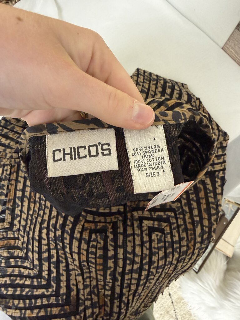 Chico's Ribbed Leopard Print Cardigan Jacket