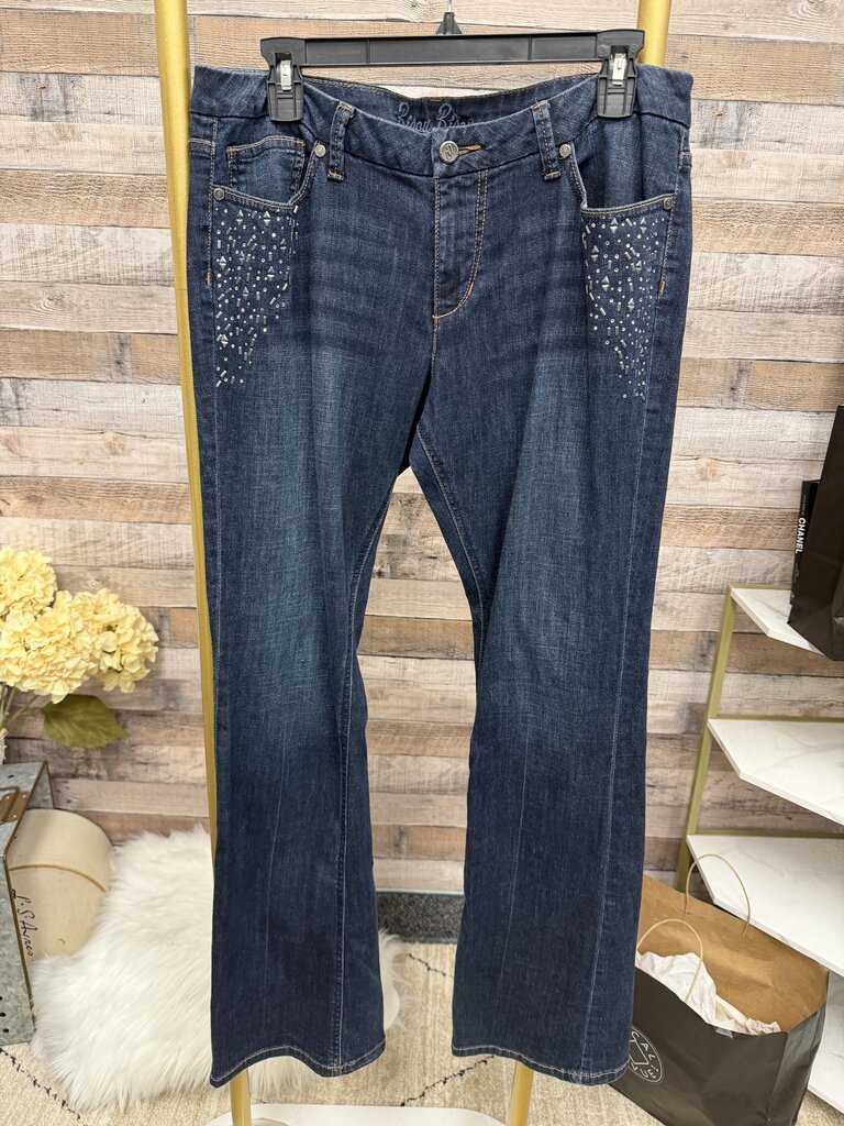 Bisou Bisou Sparkle Pocket Detail Navy Jeans