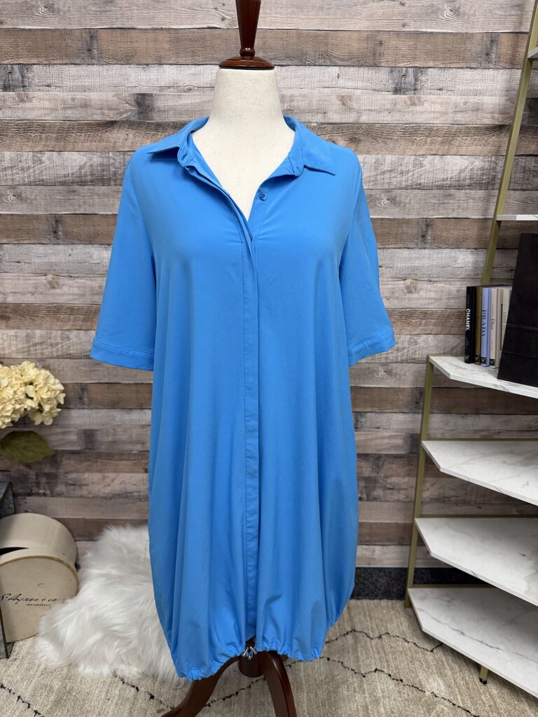 Chico's Turquoise Short Sleeve Drawstring Hem