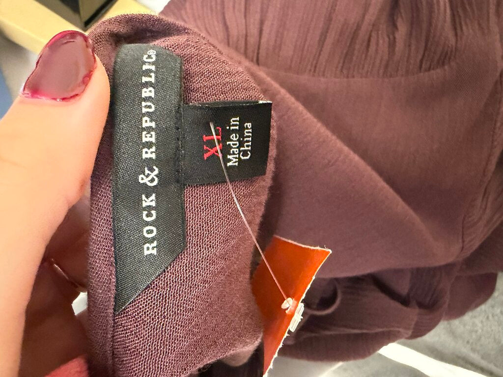 Rock & Republic Burgundy Peasant Long Sleeve