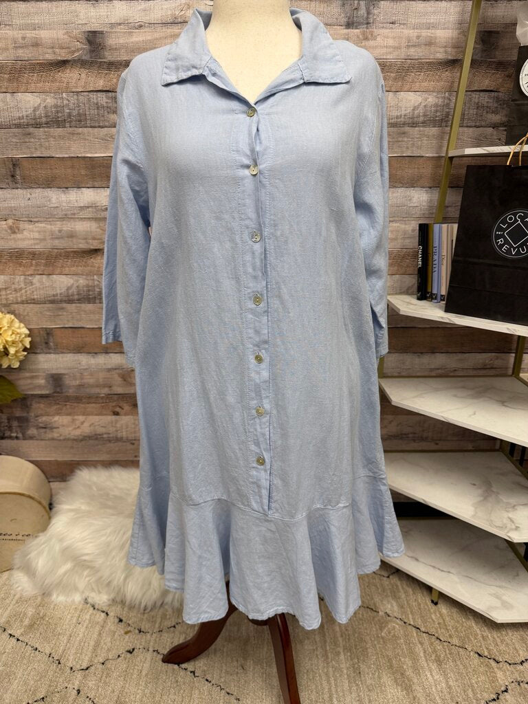 Terzo Millennio Light Blue Rifle Hem Shirt Dress