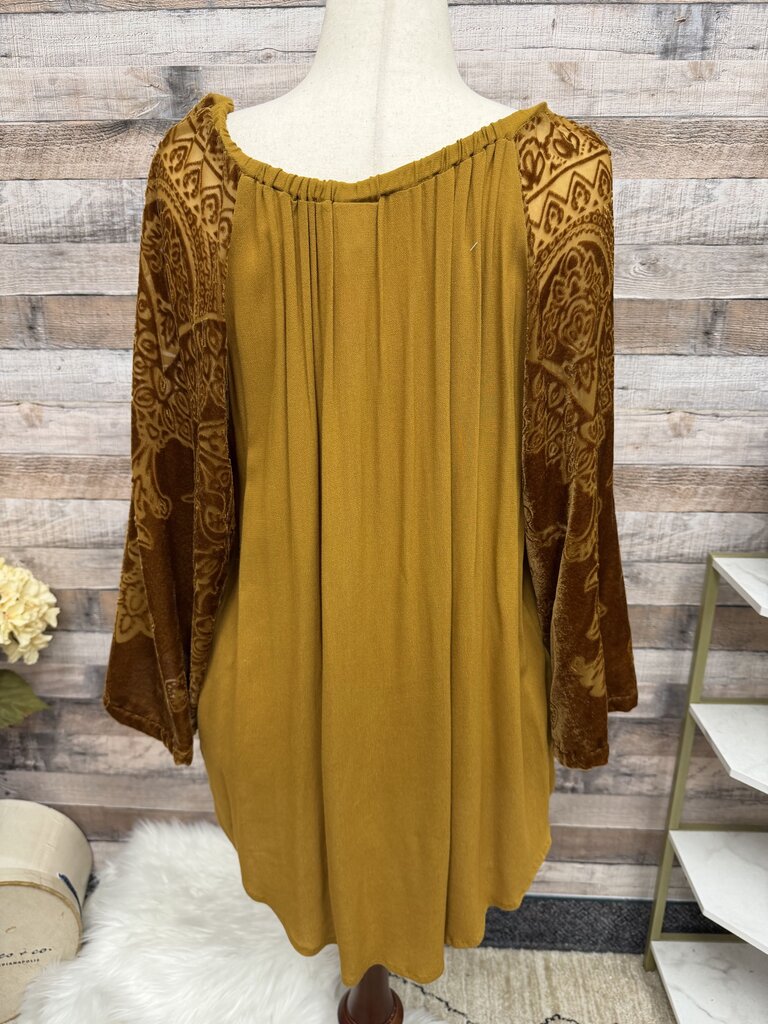 Mindset by XCVI Mustard Yellow Velvet Sleeves Peasant