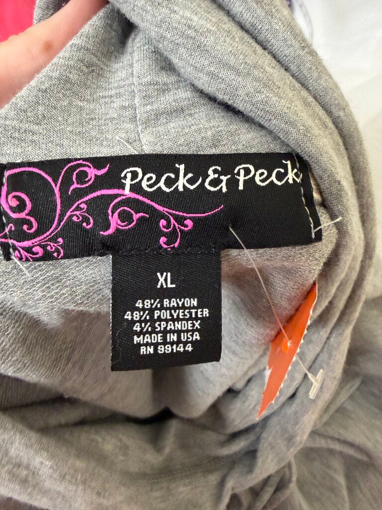 Peck & Peck Grey Cowl Neck Pullover Sweatshirt