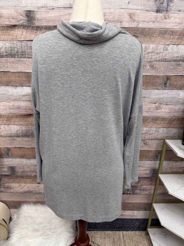 Peck & Peck Grey Cowl Neck Pullover Sweatshirt