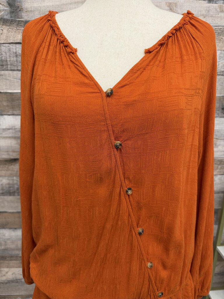 Democracy Burnt Orange Long Sleeve Side Button Front