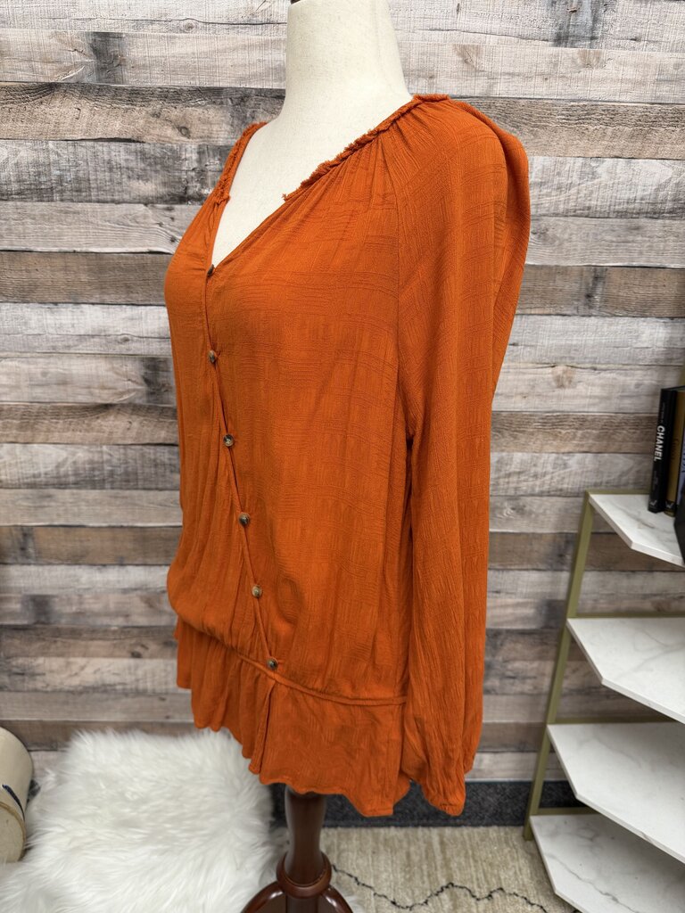 Democracy Burnt Orange Long Sleeve Side Button Front