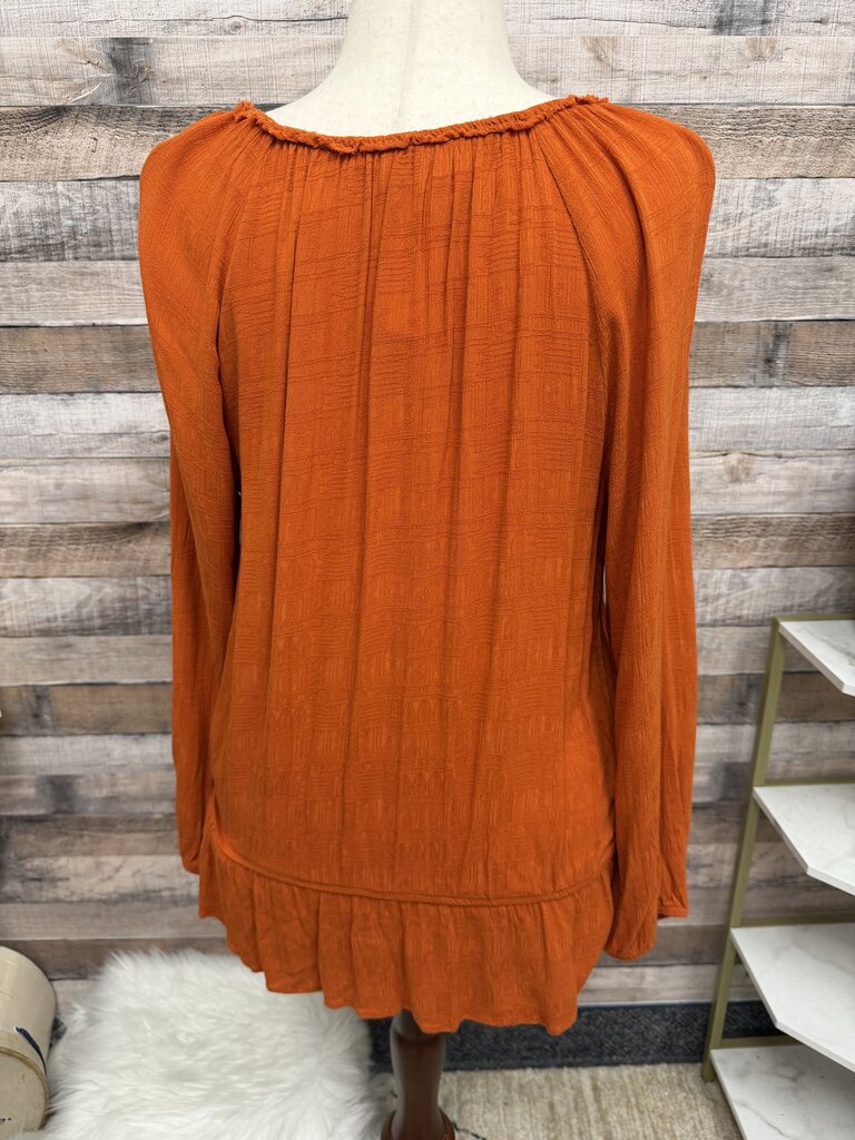 Democracy Burnt Orange Long Sleeve Side Button Front