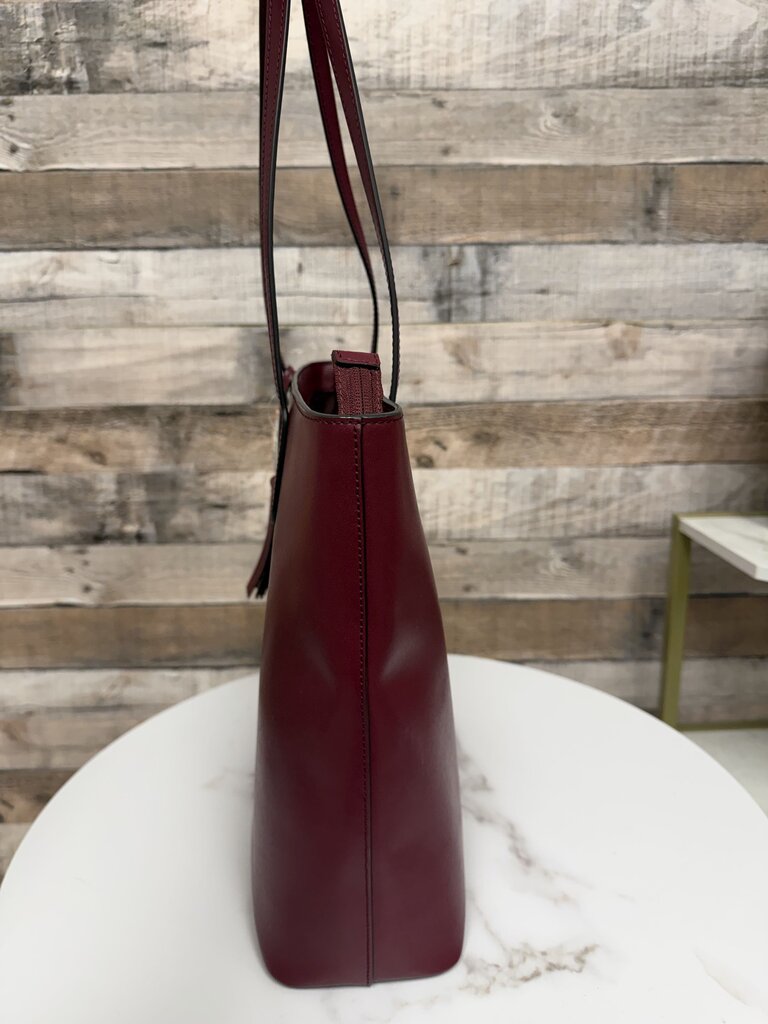 Kate Spade Deep Berry Leather Tote w/Fringe Detail