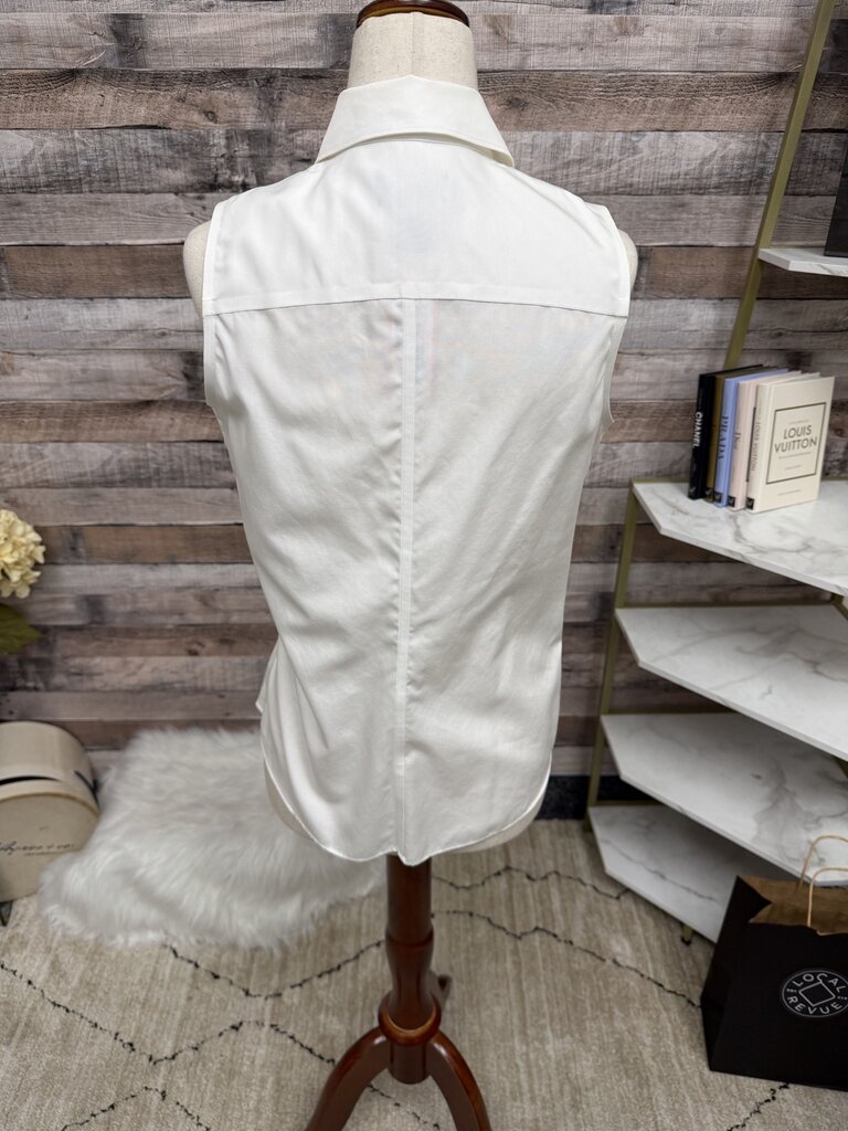 Ann Taylor White Sleeveless Button Down