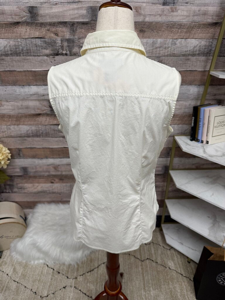 Ann Taylor Off White Sleeveless Button Down