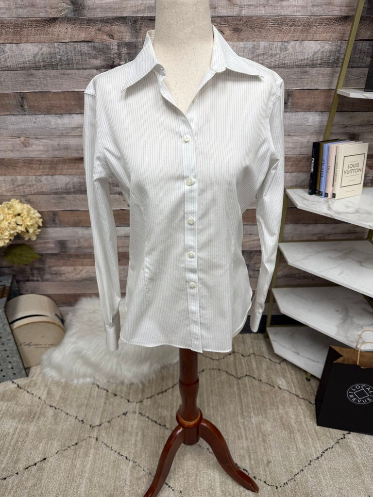 Brooks Brothers Non Iron White Pin Stripe Long Sleeve