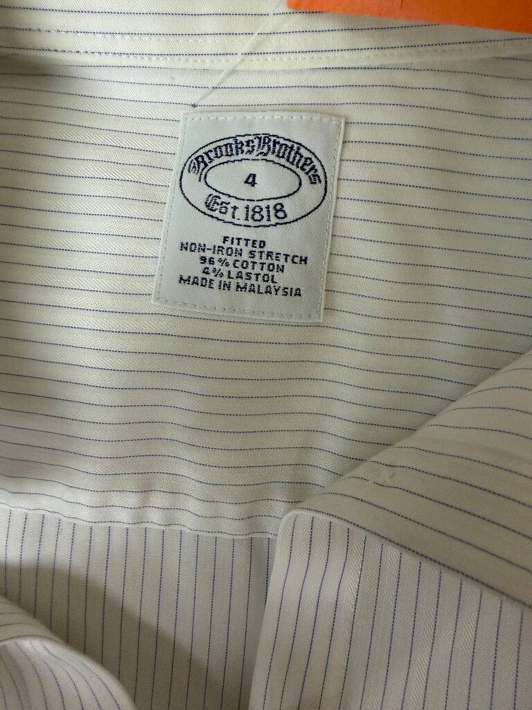 Brooks Brothers Non Iron White Pin Stripe Long Sleeve